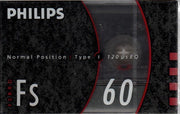 PHILIPS FS 60 - AUDIO TAPE (CASSETTE BANDJE) - 60 MIN (2 X 30) - BIAS NORMAAL - IEC I - vintage uit 1990