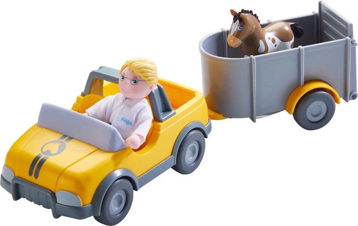 Haba Little Friends Dierenartsauto met Aanhangwagen