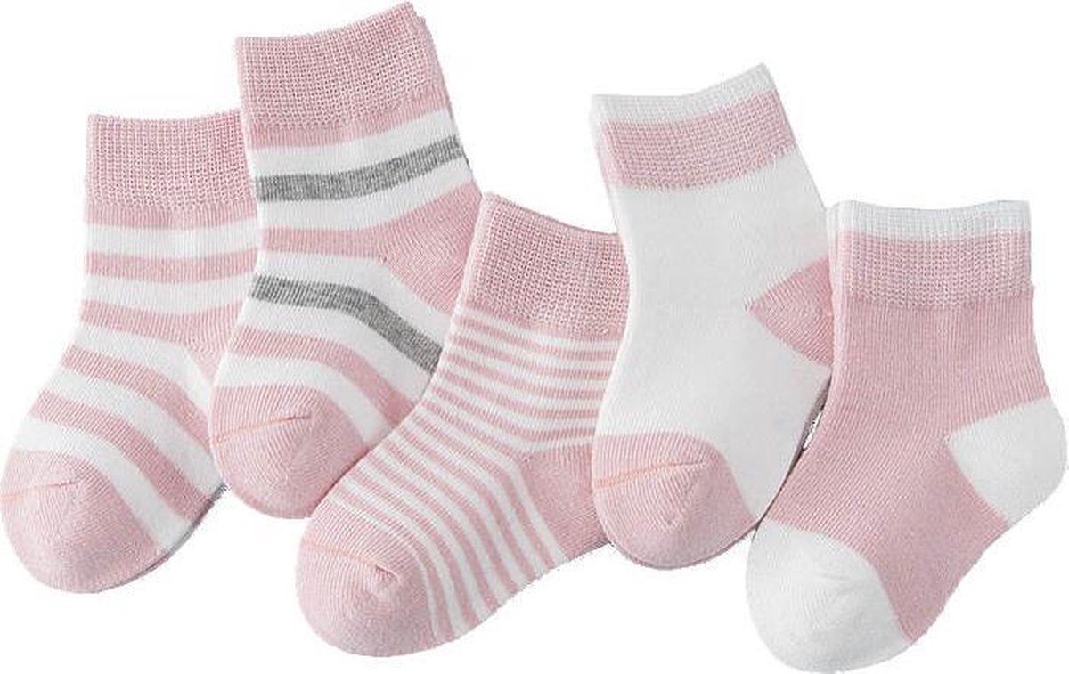 MINIIYOU - 5 pack - baby dreumes sokjes roze strepen (9-18 mnd) - meisjes sokken