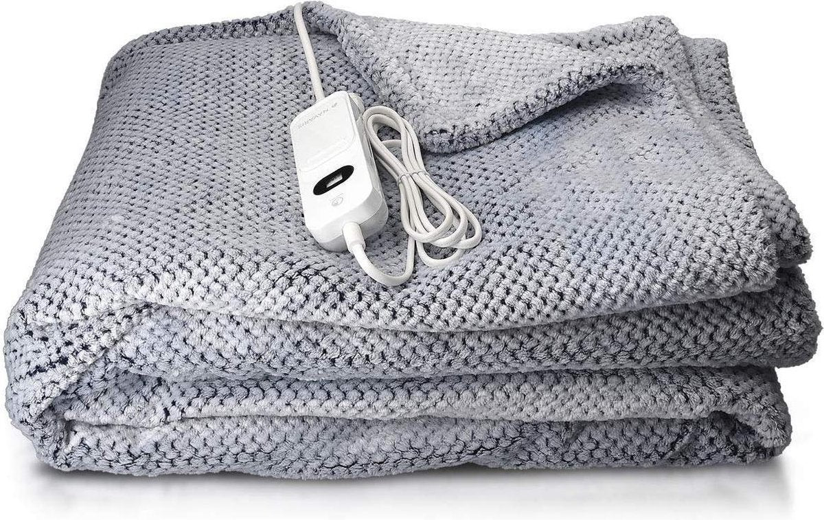 Cosi® Elektrische deken met drie warmtestanden 180x130cm grijs | Warmtedeken met bescherming tegen oververhitting wasmachine bestendig | Zacht en duurzaam materiaal | Ideaal voor de koude dagen