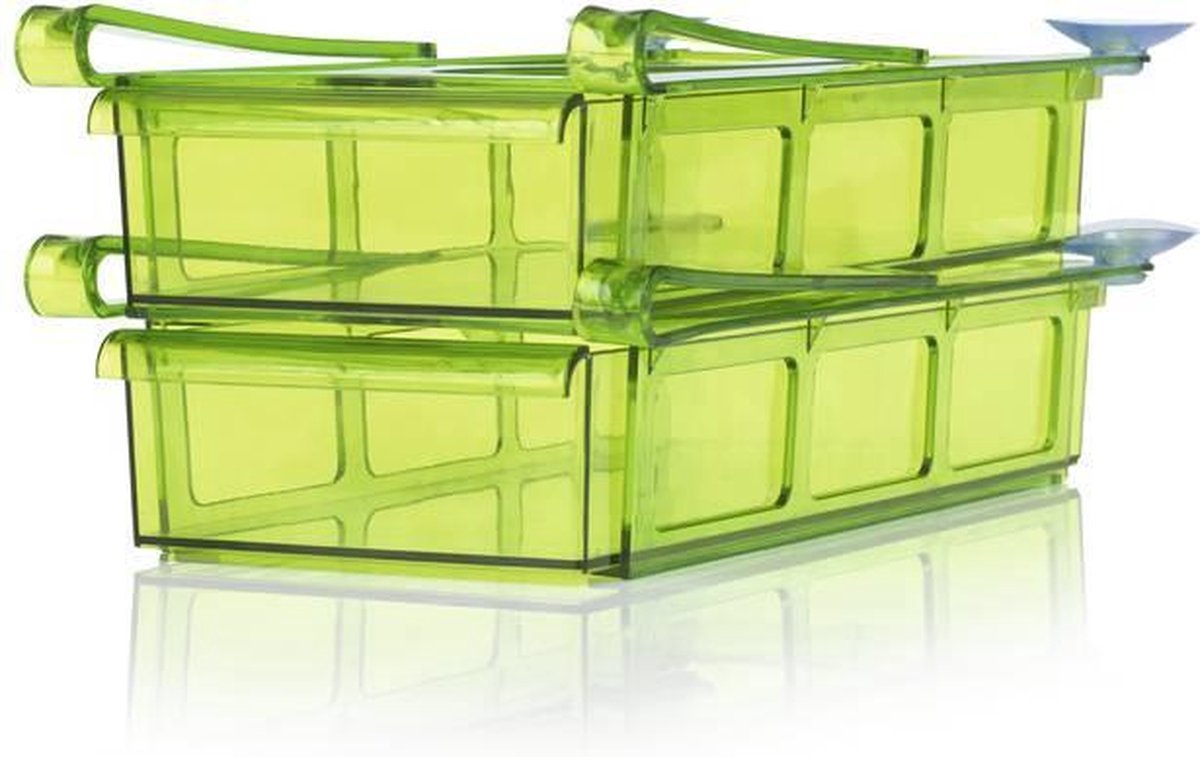 Klemlade voor koelkast 2 stuks transparant/limegroen