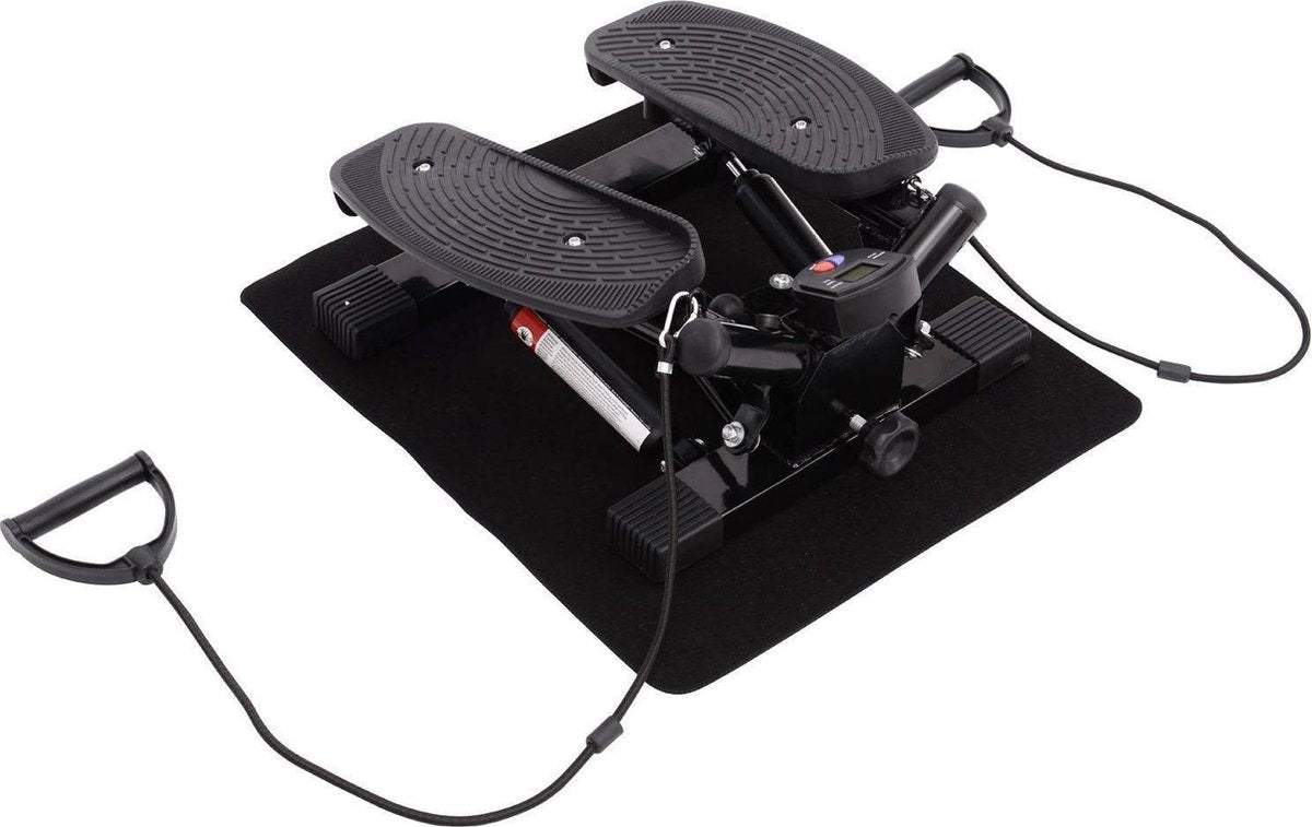 HOMdotCOM Mini fitness stepper voor hometraining incl. trainingsbanden