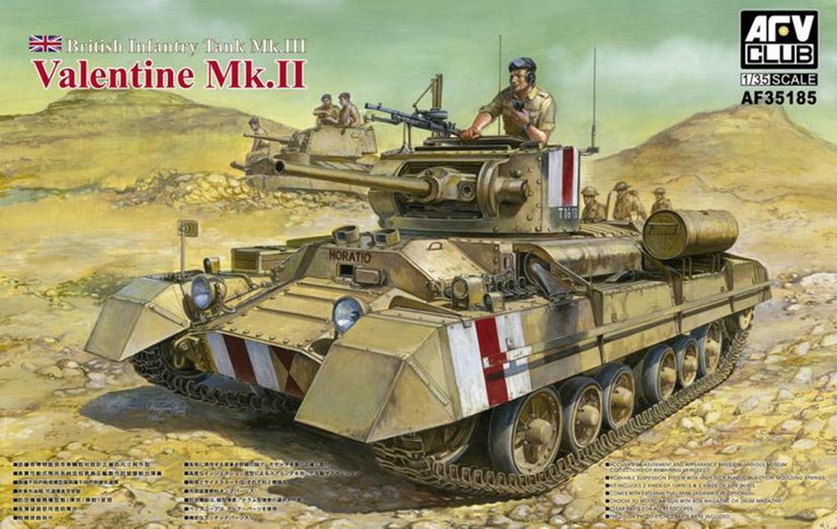 AFV-Club British Infantry Tank Mk.III Valentine Mk.II + Ammo by Mig lijm