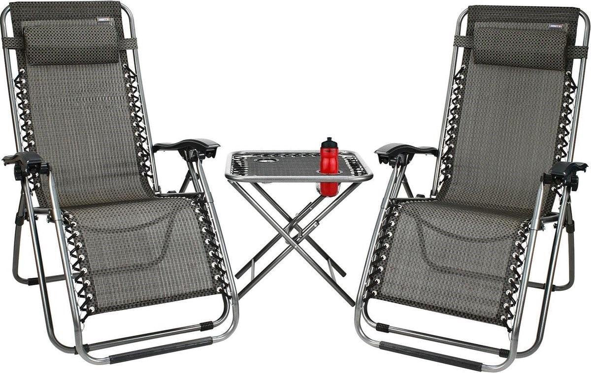 Nordic Master Campingstoel Terrasset 3 delig antraciet