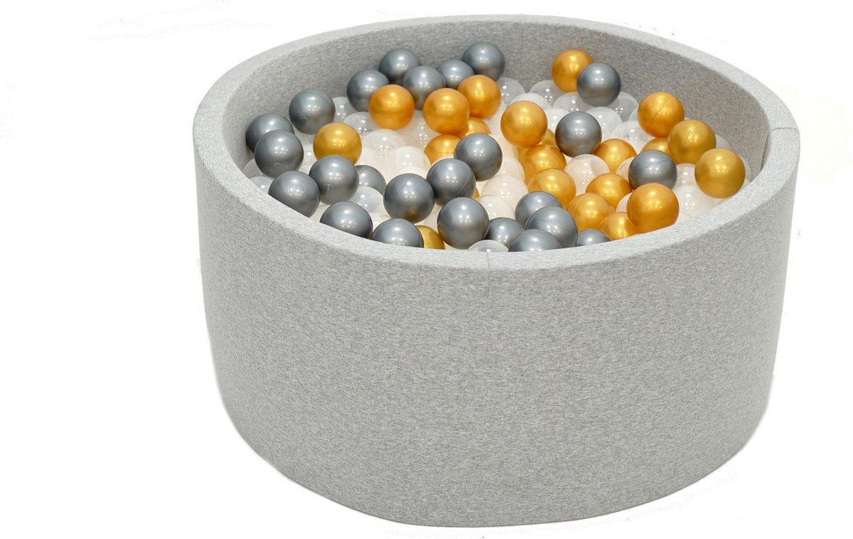 Ballenbak Grijs 90x40 met 250 ballen Transparant