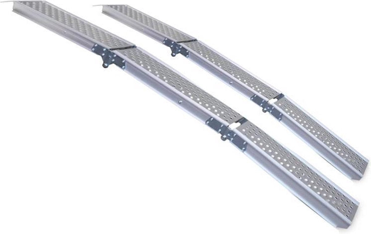 Datona® - Aluminium oprijplaat compact twee keer inklapbaar - 195 cm - 2 stuks