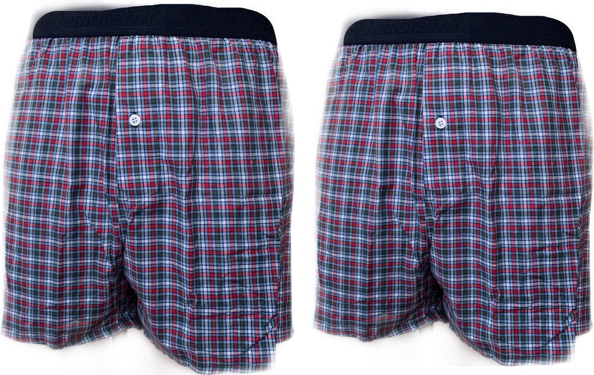 Embrator 2-stuks mannen Boxershort geruit grijs/wit/blauw/rood L