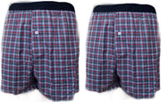 Embrator 2-stuks mannen Boxershort geruit grijs/wit/blauw/rood L