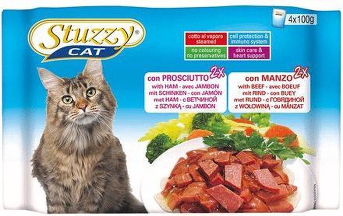 Stuzzy Multipack - Kat - Natvoer - 2 x 100 gr Ham + 2 x 100 gr Rund
