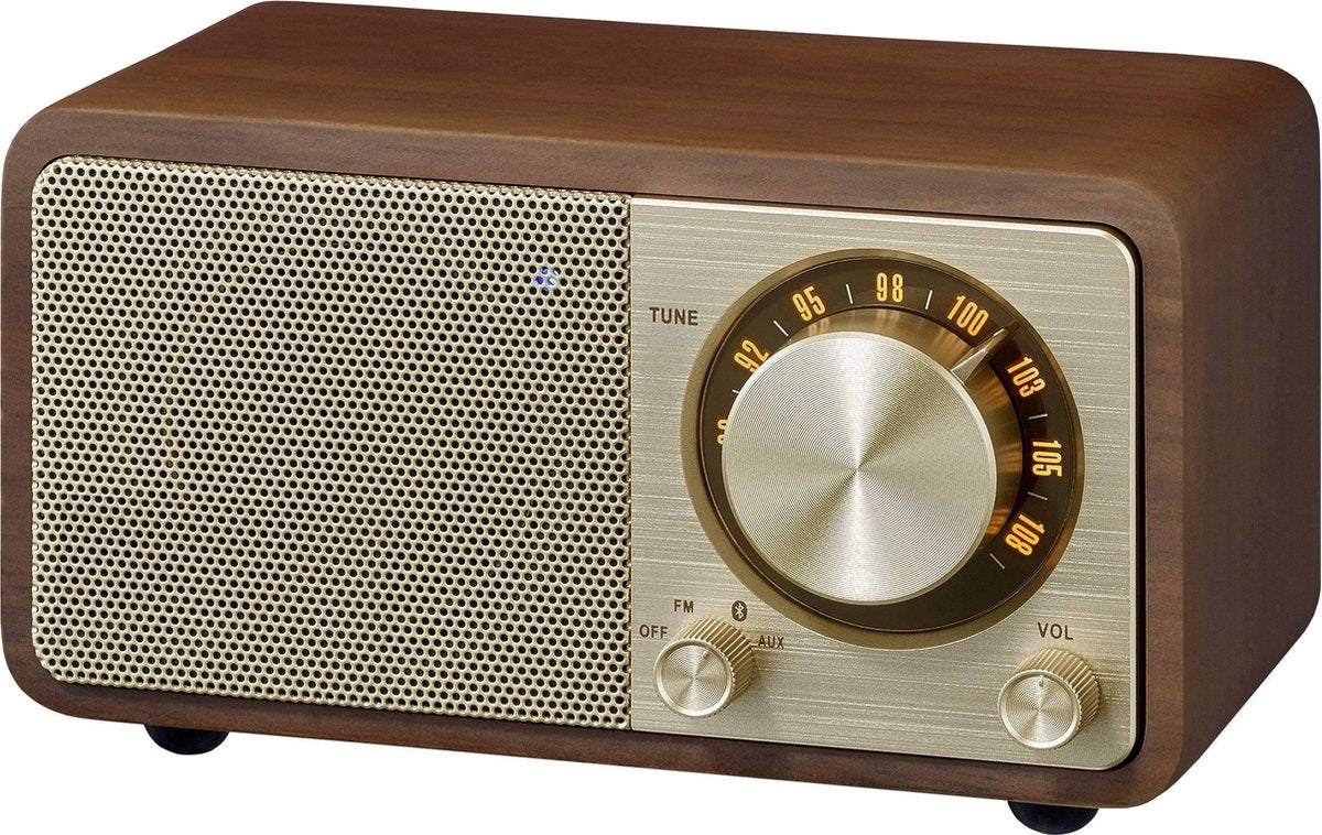 Sangean Genuine Mini - WR-7 - Mini FM-radio met Bluetooth en houten kast - Kersenhout