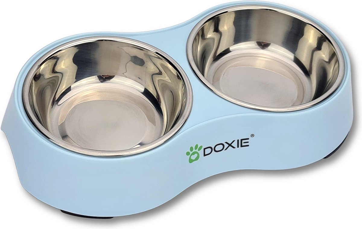 Doxie® - Dubbele Voerbak Kat - Waterbak - Kattenvoerbakjes - Drinkbak - Hond - Kat - Honden - Katten - Kattenvoerbak - Hondenvoerbak - Puppys - Huisdieren - Poes - Blauw
