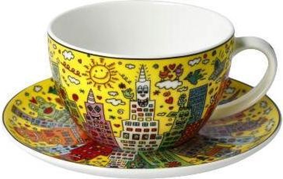 Goebel® - James Rizzi | Koffie / Thee kop en schotel "My New York City Sunset" | Cappuccino