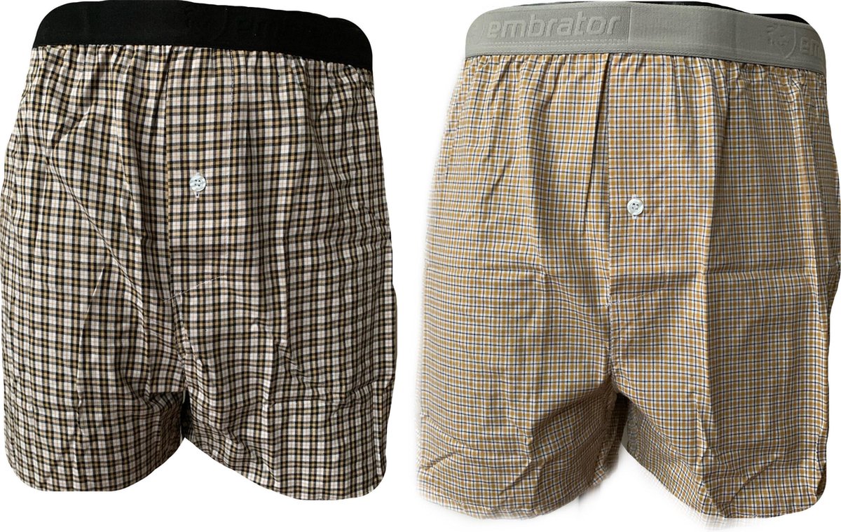 Embrator 2-stuks mannen Boxershorts geweven katoen zwart/oker maat XL