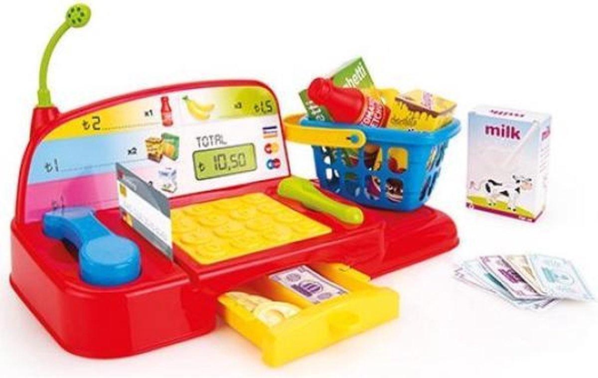Wader Kassa Kunststof Met Boodschappen En Speelgeld Multicolor