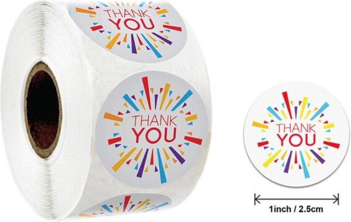500 stickers op rol Thank You multicolor 2