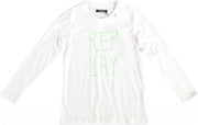 Replay witte longsleeve met slimy logo Maat - 152