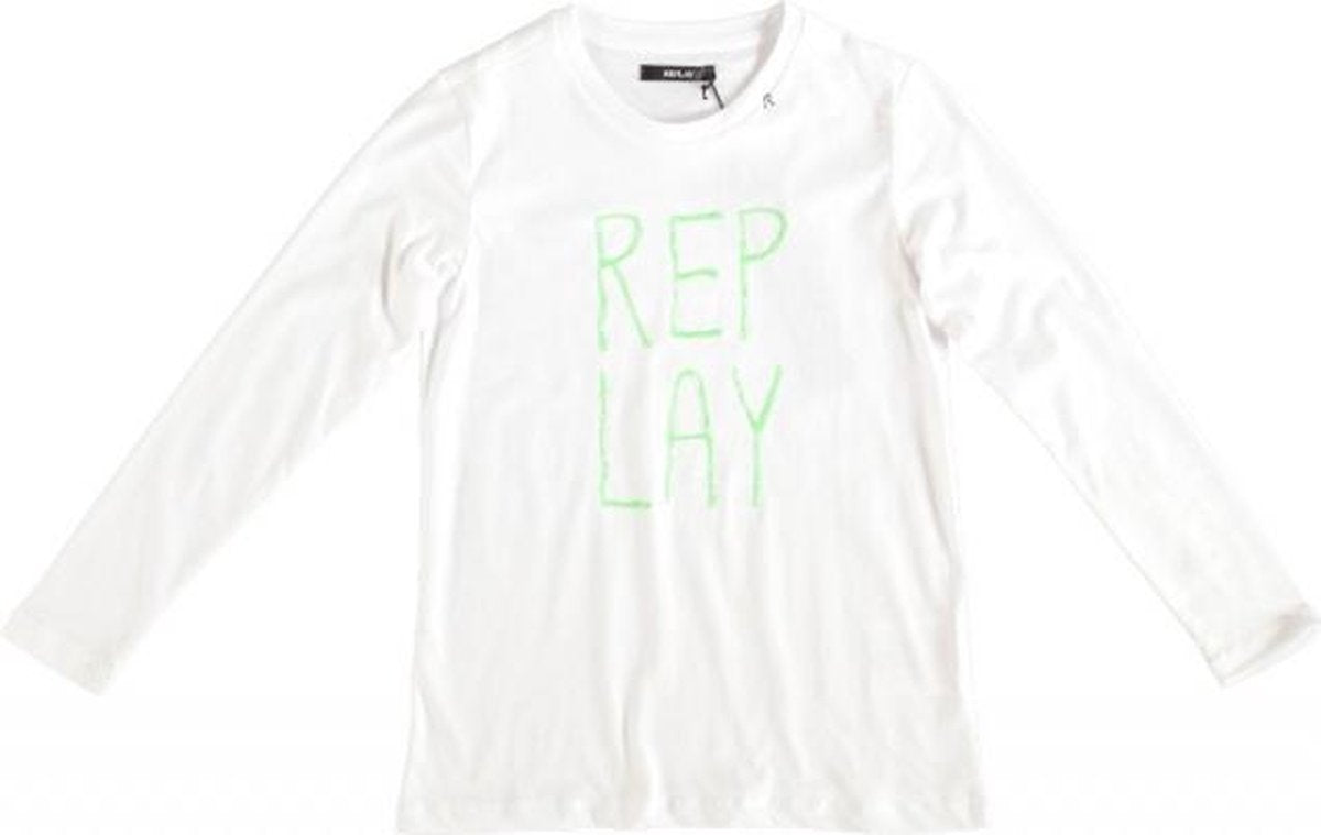 Replay witte longsleeve met slimy logo Maat - 152