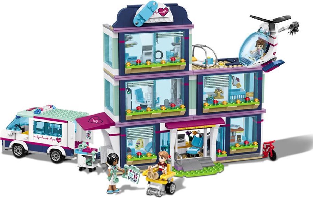Brickzz | Ziekenhuis - Hospital - Ziekenwagen - Ambulance - Dokter - Arts - Friends - Meiden - Meisjes - Zuster - Girls - Speelhuis - Speelfiguren - Huis - Geschikt voor LEGO Friends - Compatibel met LEGO - 868 Bouwstenen