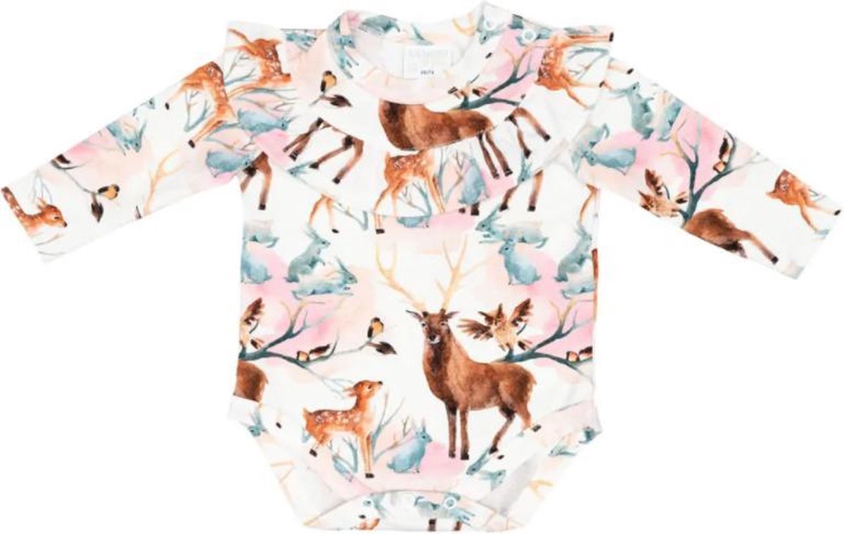 Misioo Forst Stories Romper  - vogels - kinderkleding - romper baby - verhalen uit het bos - babykleertjes - baby -Maat 56/62