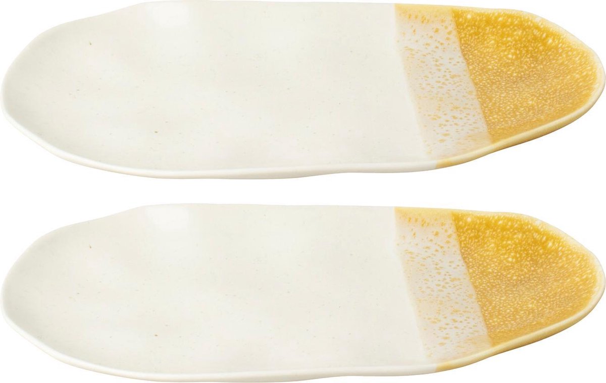 Serveerbord ovaal 29x16 cm Oker - set 2 stuks