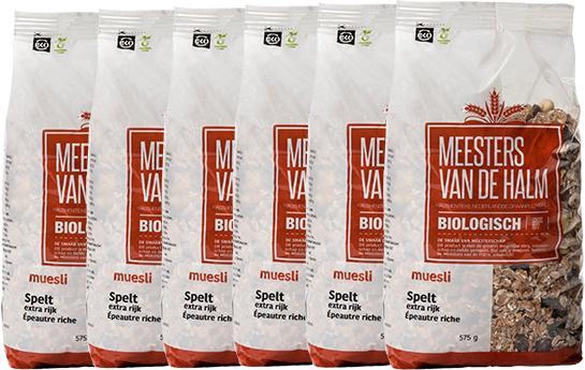 De Halm Spelt Muesli Extra Rijk 6 x 575 gram