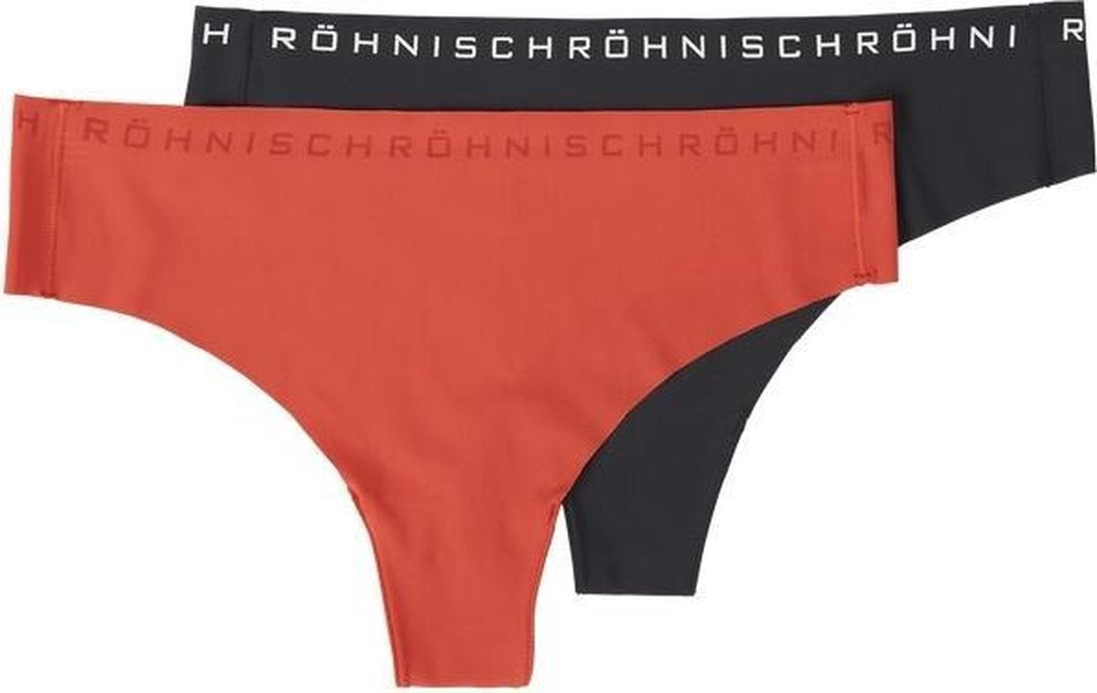 Röhnisch Slipjes Siena Nylon Dames Zwart/rood 2-pack Maat Xs