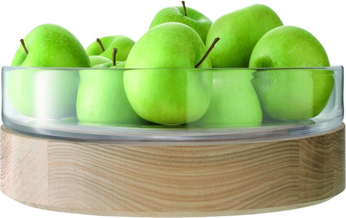 LSA Lotta Serveerkom - Met Houten Voet - 31 cm - Transparant