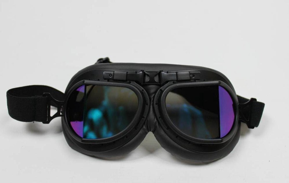 Zwarte pilotenbril multi kleur glas