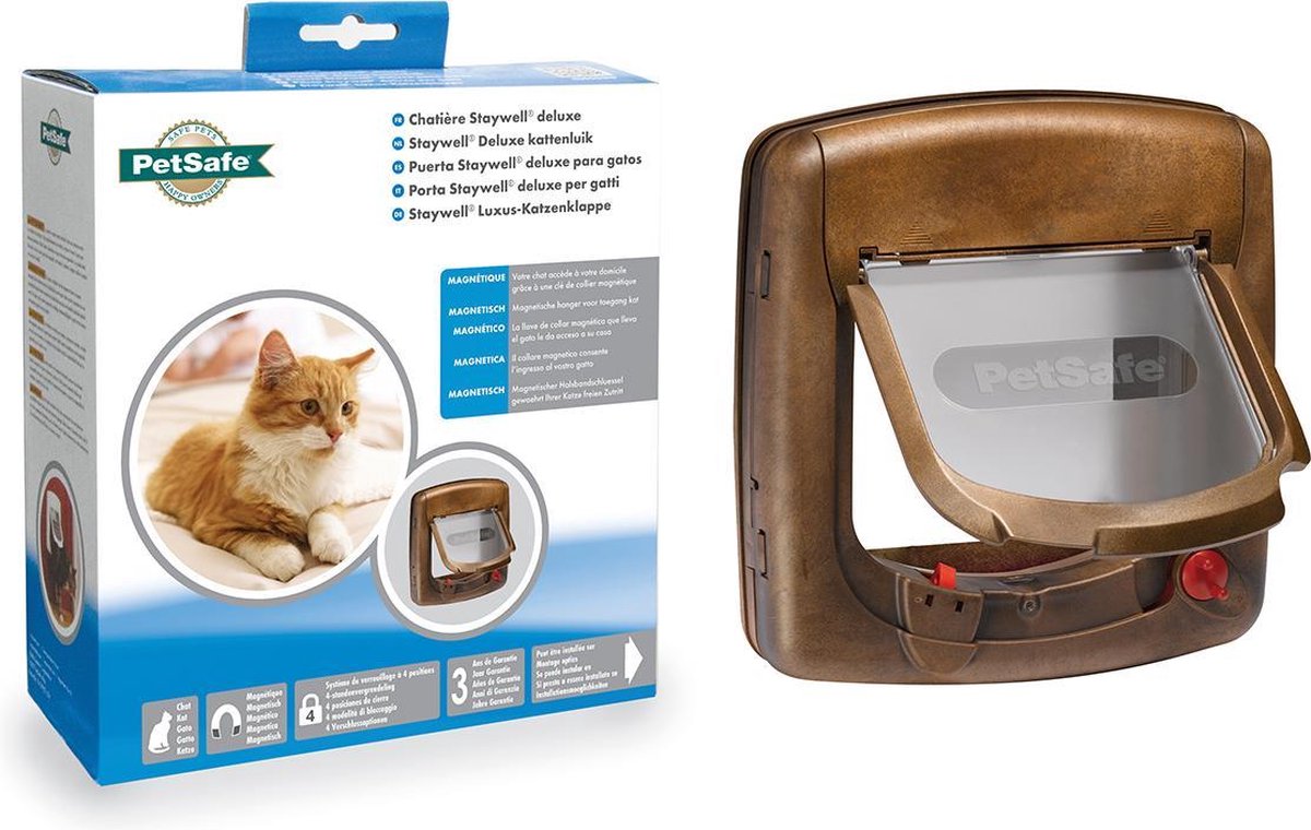 Petsafe kattendeur deluxe magnetisch 4-weg type 420 bruin 24