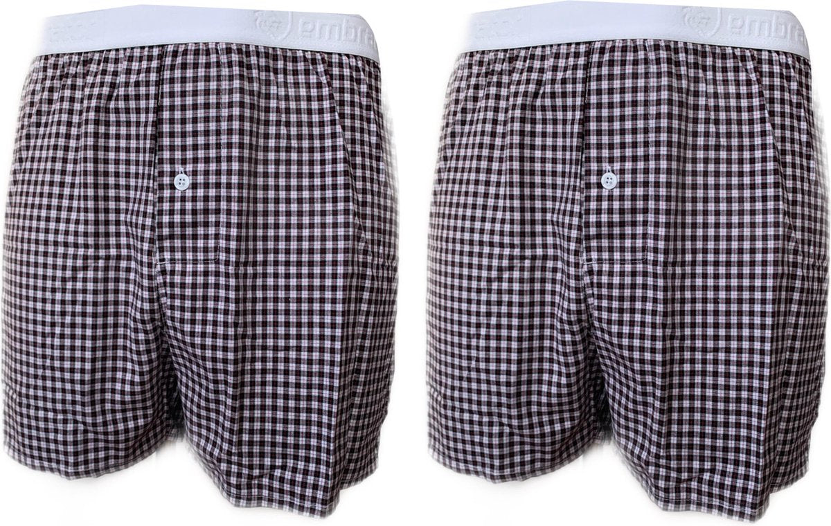 Embrator 2-stuks mannen Boxershort geruit zwart/wit/rood XL