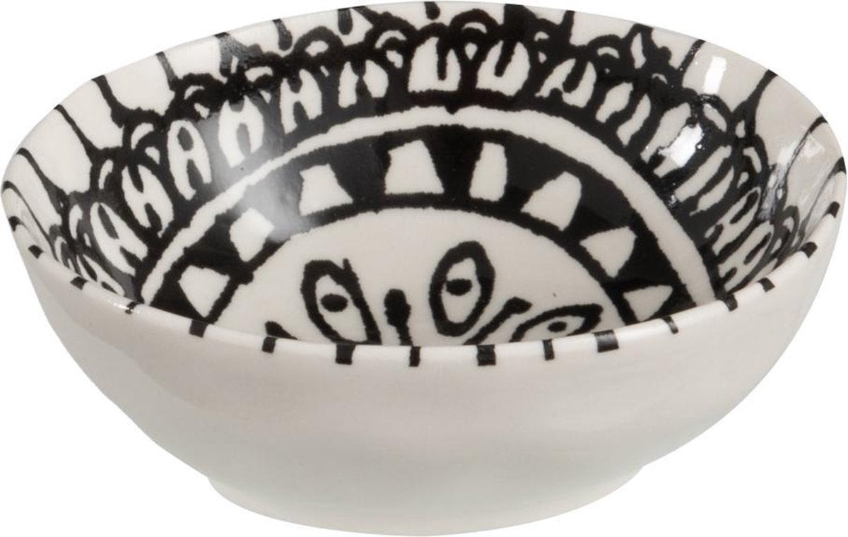 J-Line Kommetje Monochroomm Boho Keramiek Zwart/Wit Small