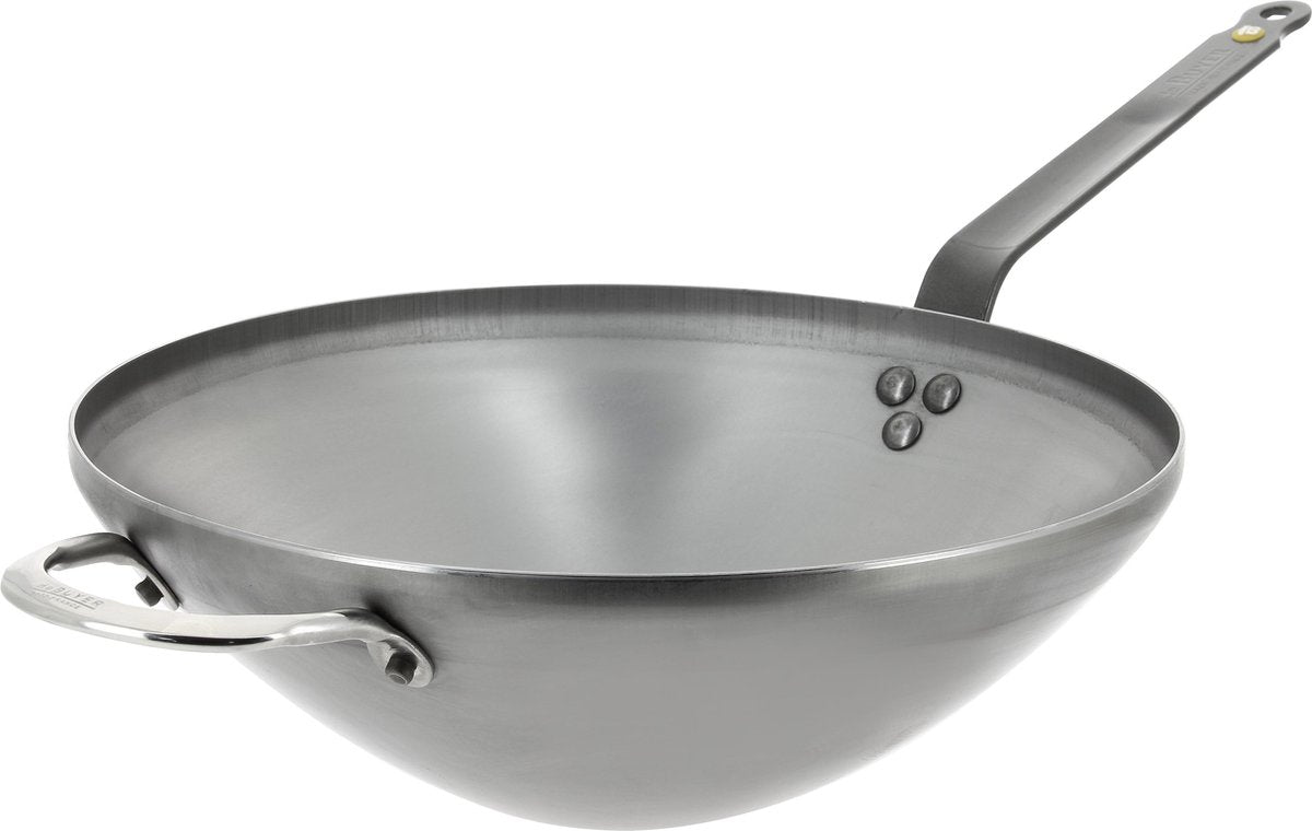 De Buyer Mineral B Wokpan 28 CM - Plaatstaal met Bijenwas - Zonder Anti Aanbaklaag
