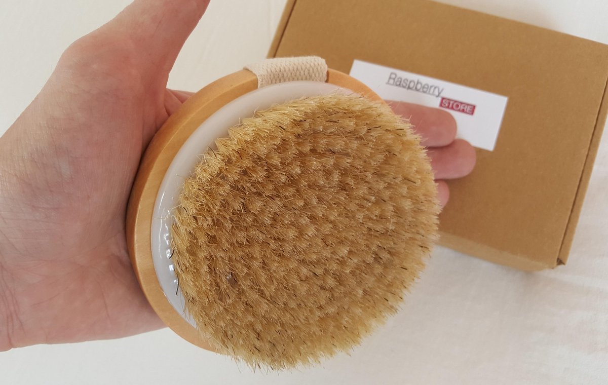 Professionele anti-cellulitis borstel - Dry brush - Natuurlijke haren - Incl. gratis opbergtas