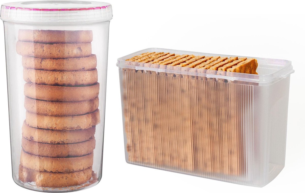 Lock&Lock Beschuitbus en Cracker bewaardoos | Knackebrod bewaardoos - Set van 2 stuks