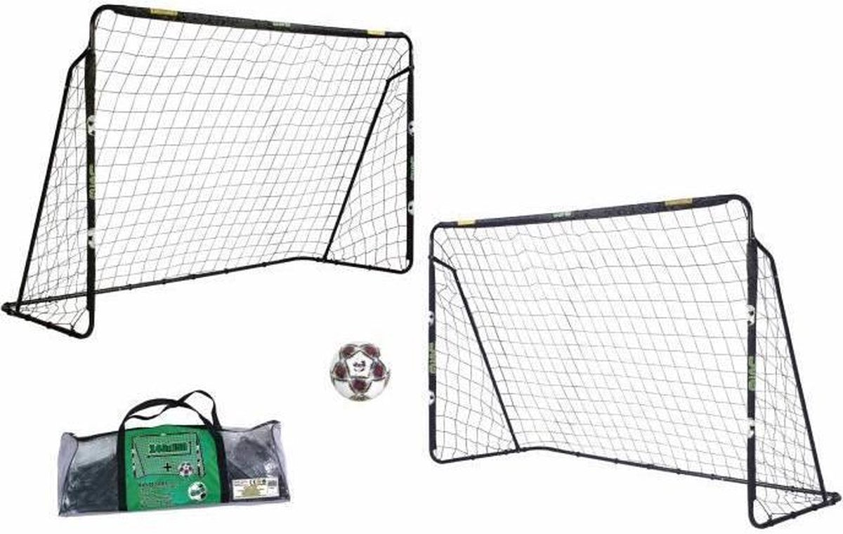 2 doelen voor metalen buizen. Afmeting 240 x 150 cm met net