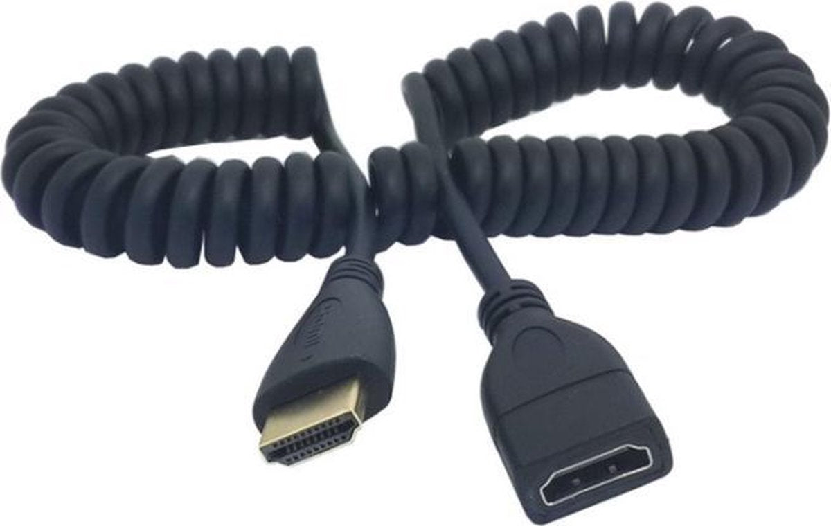 Coretek HDMI spiraal verlengkabel - versie 1.4 (4K 30Hz) / zwart - 2 meter