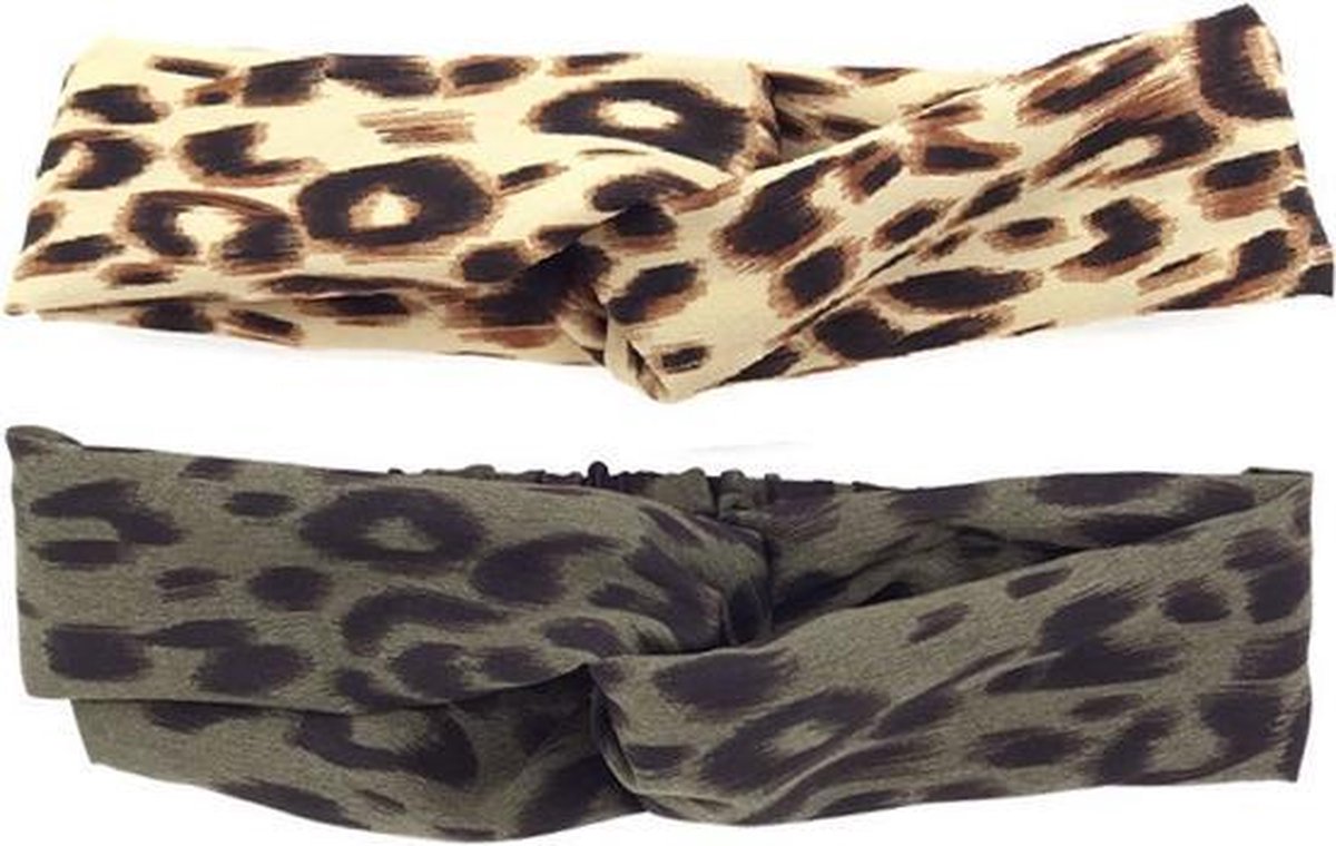 MINIIYOU® Set 2 stuks | Dames haarbanden Luipaard print met knoop | meiden - tieners - volwassenen haarbandjes