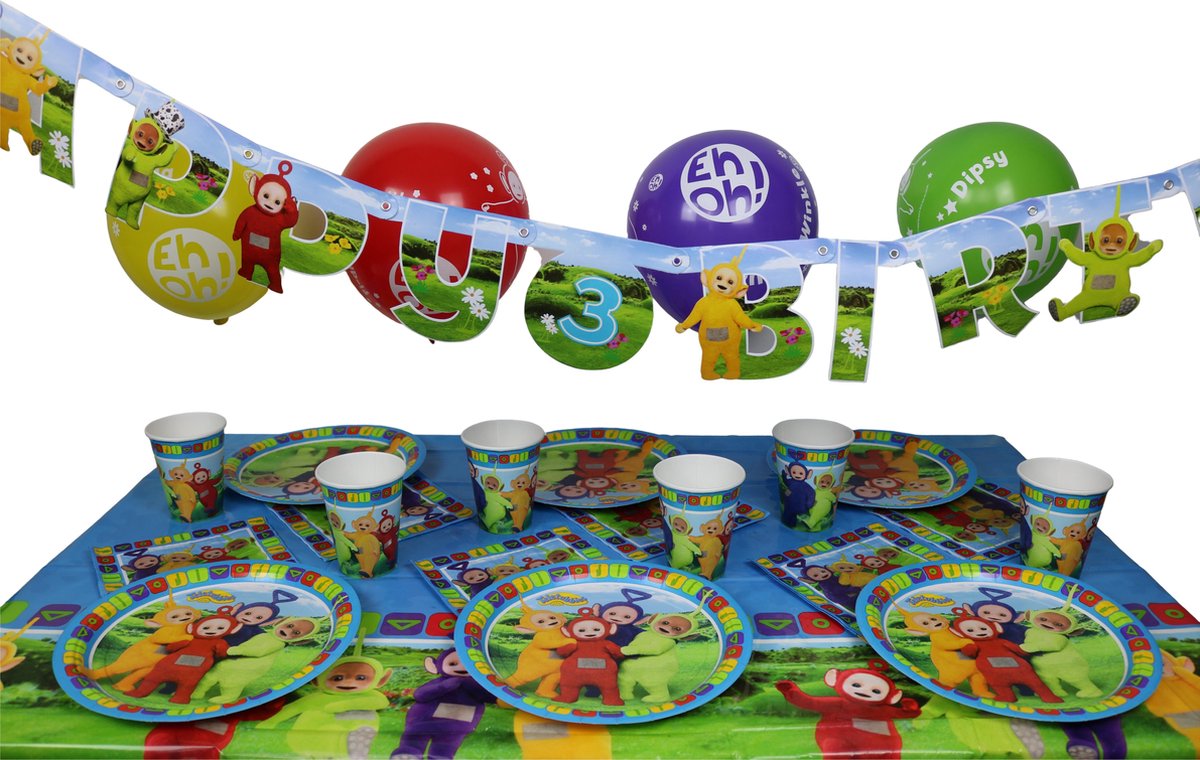 Teletubbies Feestartikelen | Teletubbies | Pakket voor 12 kinderen | Kinderfeestje Teletubbies  | Kant en klaar | Feestartikelen en versiering