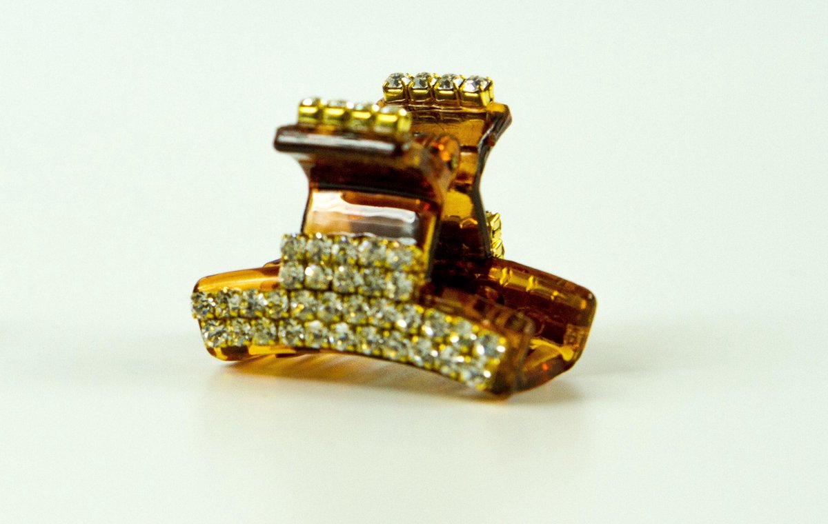 Haarklem klein hoog bruin strass