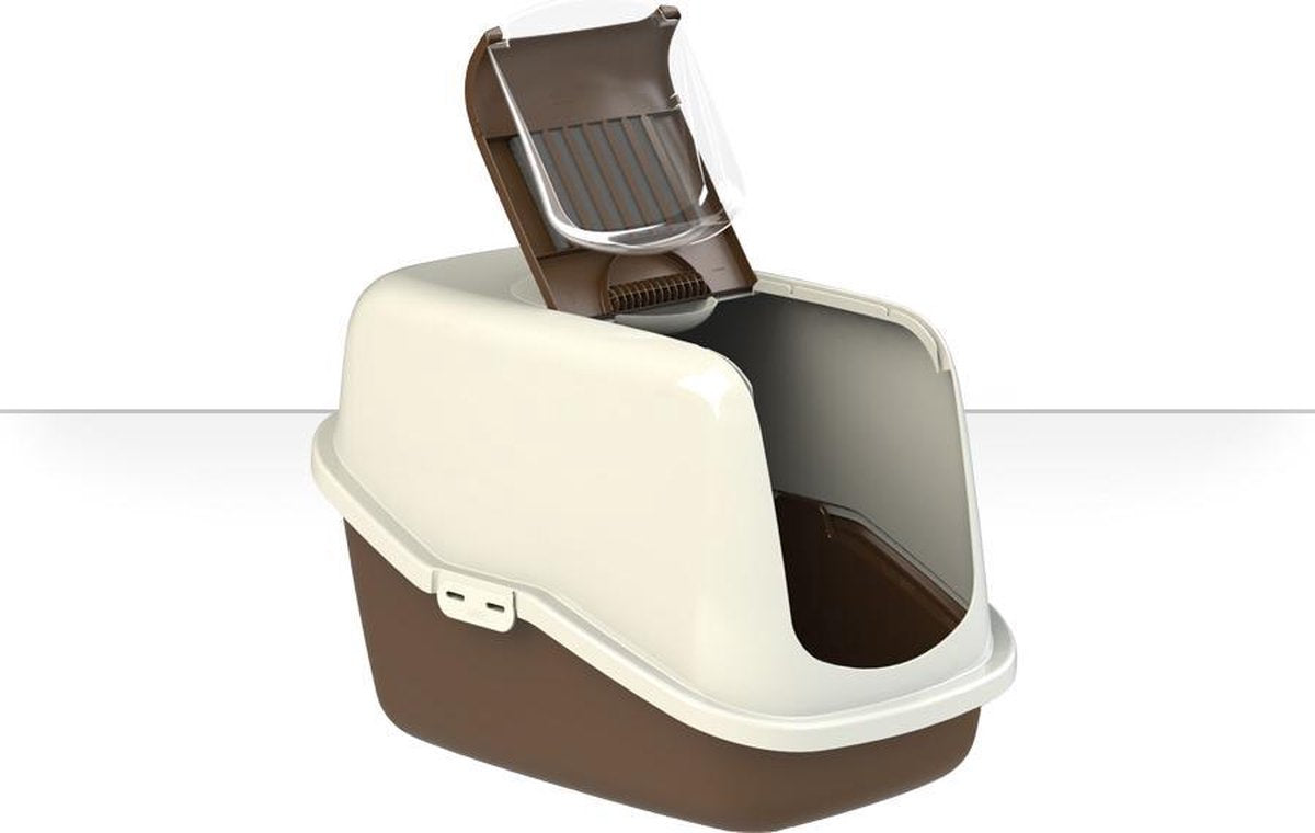 PeeWee EcoHus Kattenbak – Bruin/Ivoor - 56 x 39 x 38 cm