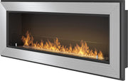 Bio ethanol haard - met glasplaat - 120x49 cm - sfeerhaard- BRANDTIJD 4uur. -inbouwhaard -inox-Infire