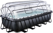 EXIT Black Leather zwembad 540x250x122cm met overkapping en zandfilterpomp - zwart