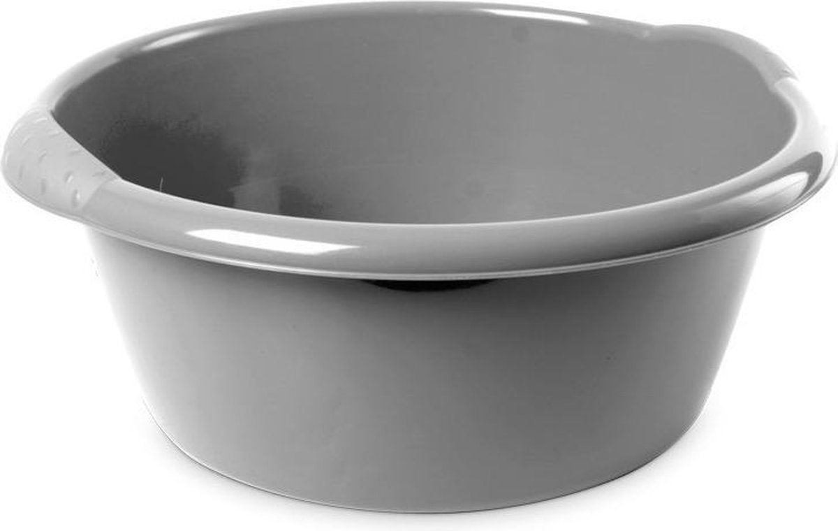 Ronde afwasteil/afwasbak zilver 15 liter 42 x 17 cm - Florencia teilen - Kunststof/plastic schoonmaakemmer/sopemmer teil