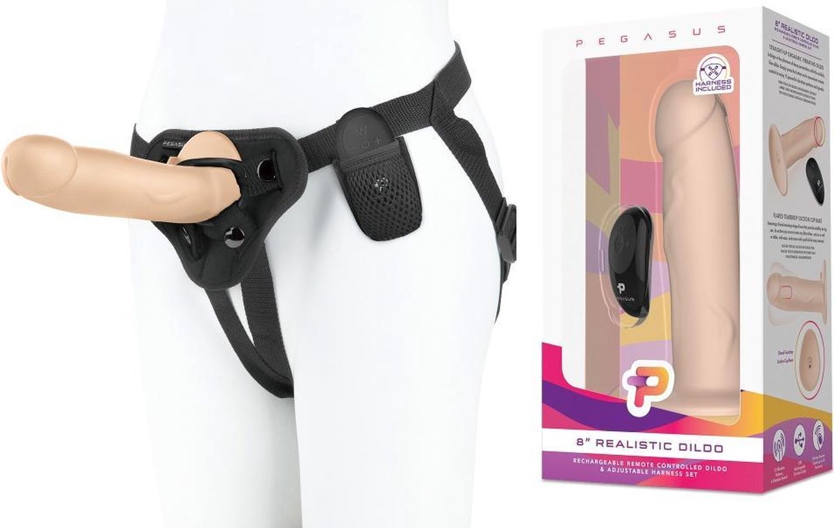 PEGASUS Strap On Voorbinddildo 8' Realistic Dildo & Harness Set beige