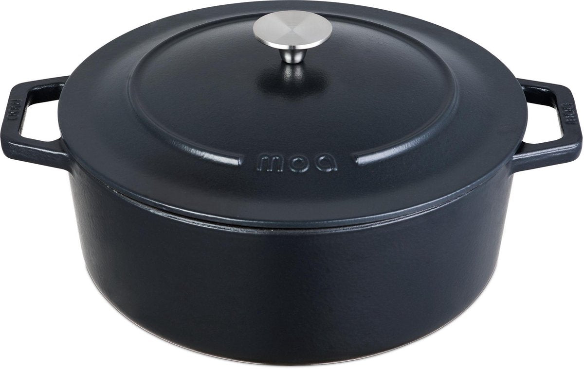 MOA Gietijzeren Pan - Braadpan - 30 cm - Rond - ook voor Inductie - Zwart - C30B