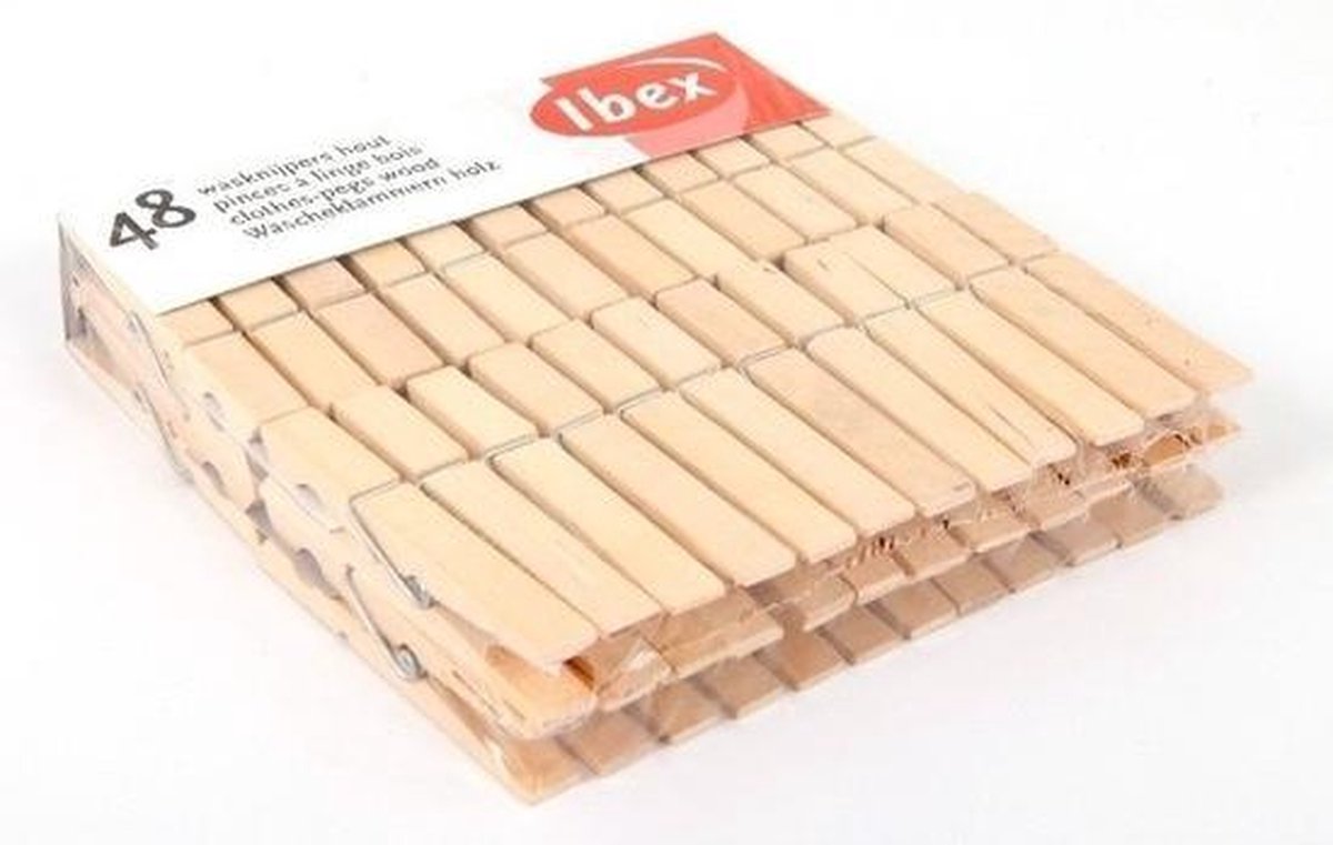 48x Berkenhouten wasknijpers - 6 cm - voordelige knijpers / wasspelden