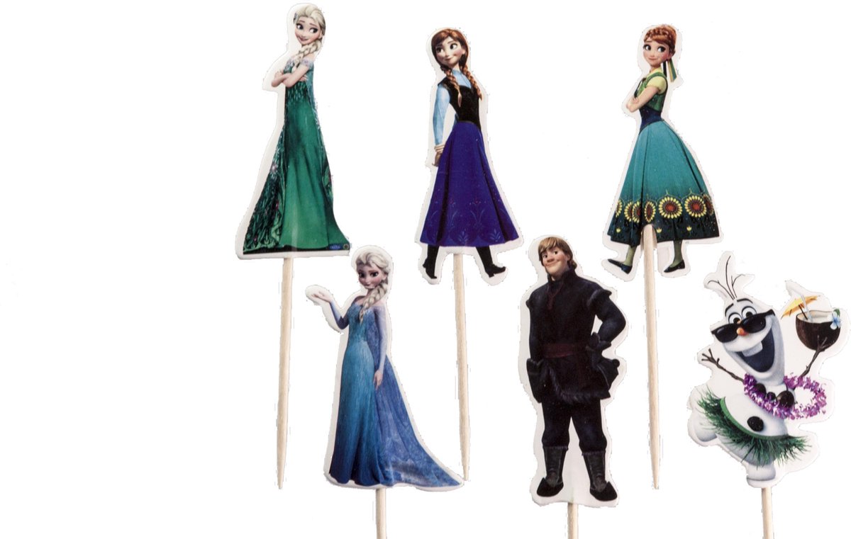 Disney Frozen zomer |24 stuks|cupcake - cupcake decoratie - cupcake versiering - cupcake toppers - taart decoratie - taartversiering