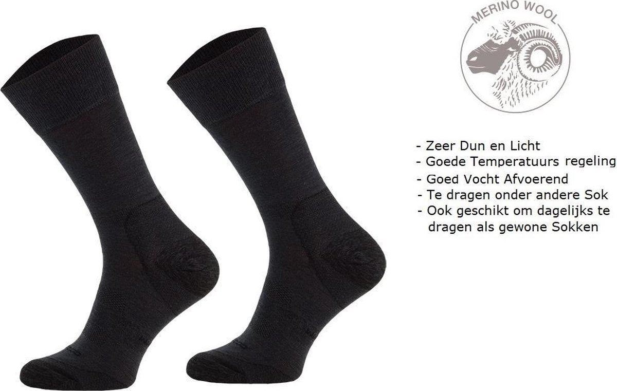 Comodo Dunne en Lichte Wandelsokken met Merino Wol - Donkergrijs 39/42