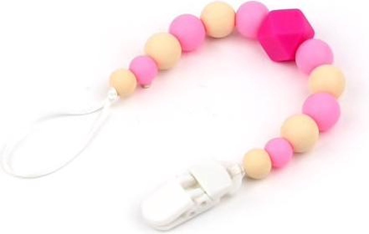 Siliconen speenketting - roze | Bijtring ketting | BPA-vrij | Kidzstore.eu