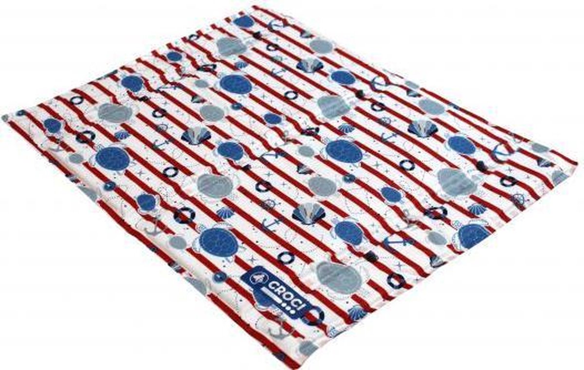 Croci koelmat cool breeze tortuga print gestreept wit / rood 90x50 cm